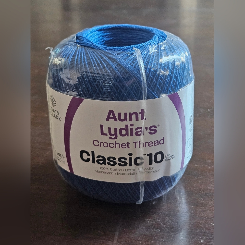 Coats Crochet Aunt Lydia's Crochet, Cotton Classic Size 10, Dark Royal (154-487)